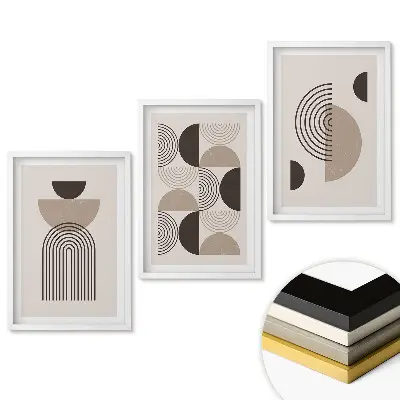 Triptych v ráme Abstraktné tvary v minimalistickom štýle