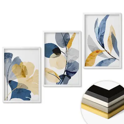 Triptych v ráme Kvetinové inšpirácie v modernom štýle