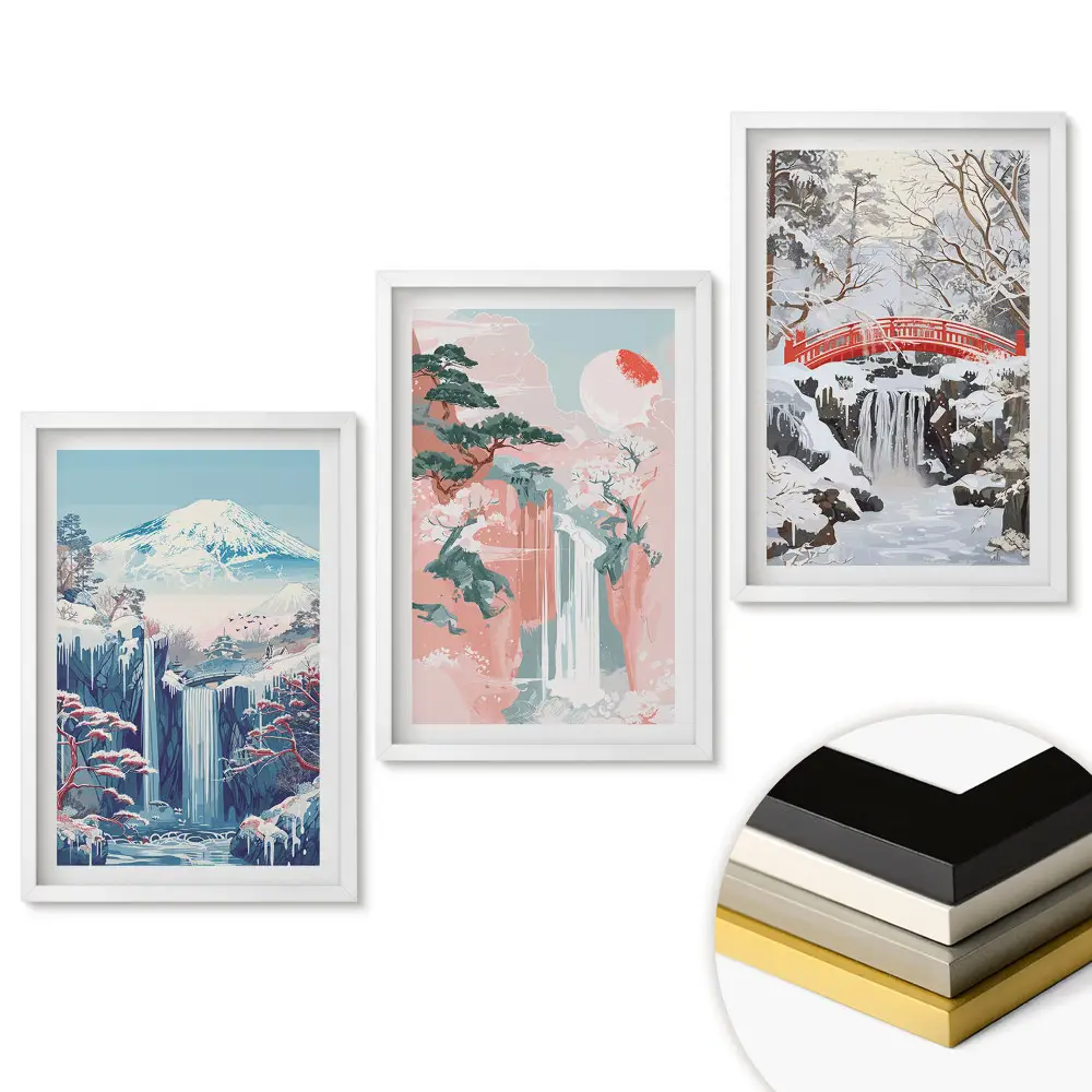 Triptych v ráme Zimné vodopády
