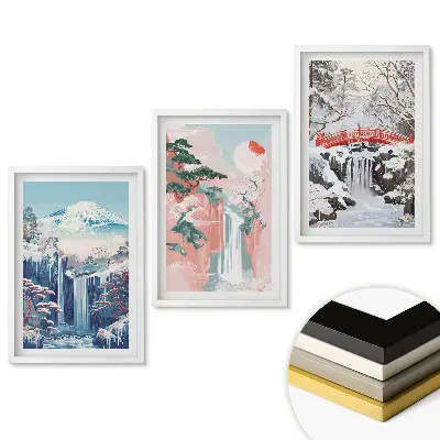 Triptych v ráme Zimné vodopády