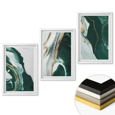 Sada obrazov na stenu Zelené abstrakcie s jemnými akcentmi