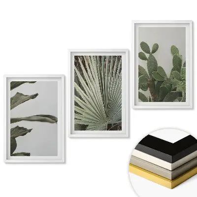 Triptych v ráme Zelená harmónia v minimalistickom štýle