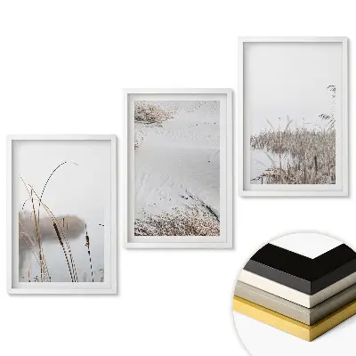 Triptych Pokoj prírody v jemných odtieňoch v ráme