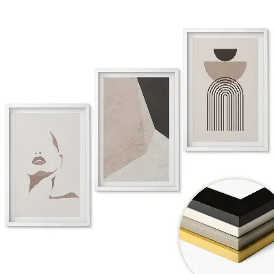 Triptych v ráme Abstraktné tvary a minimalistické línie
