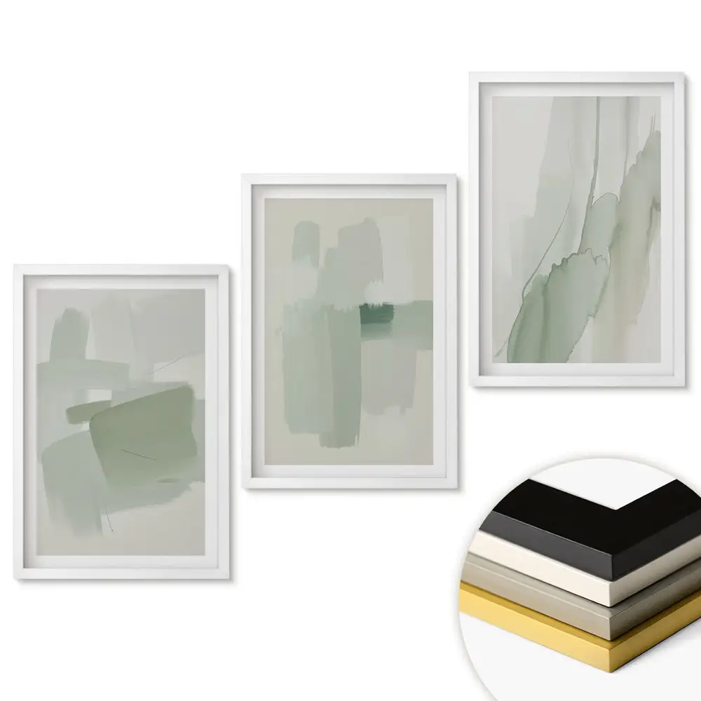 Triptych v ráme Abstraktné odtiene zelenej v umení
