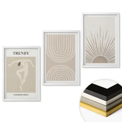 Triptych v ráme s moderným minimalistickým dizajnom