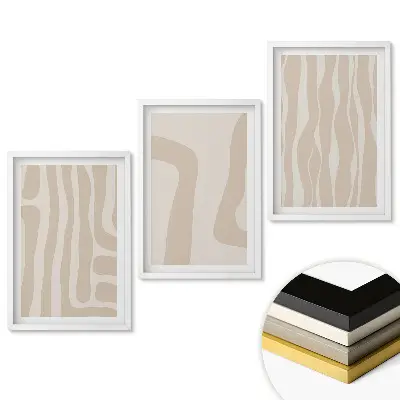 Triptych v ráme Abstraktné vzory v odtieňoch béžovej