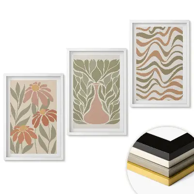 Triptych Kvetinové inšpirácie v modernom štýle v ráme