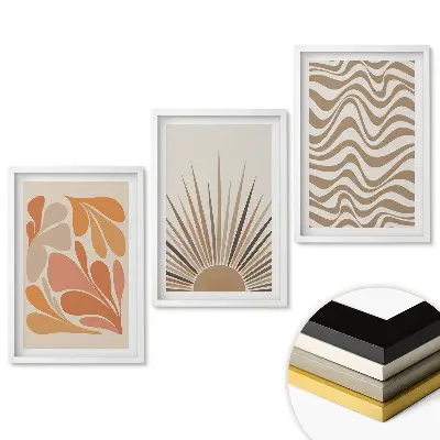 Triptych v ráme Moderné abstrakcie v teplých odtieňoch