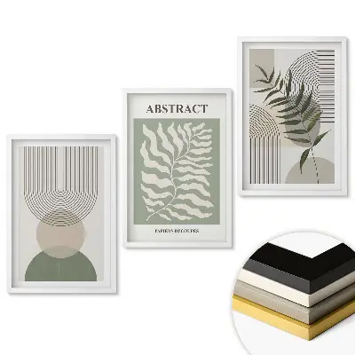 Triptych v ráme Abstraktné kompozície v jemných farbách