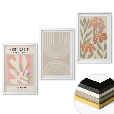 Triptych v ráme Abstraktné kompozície v jemných farbách