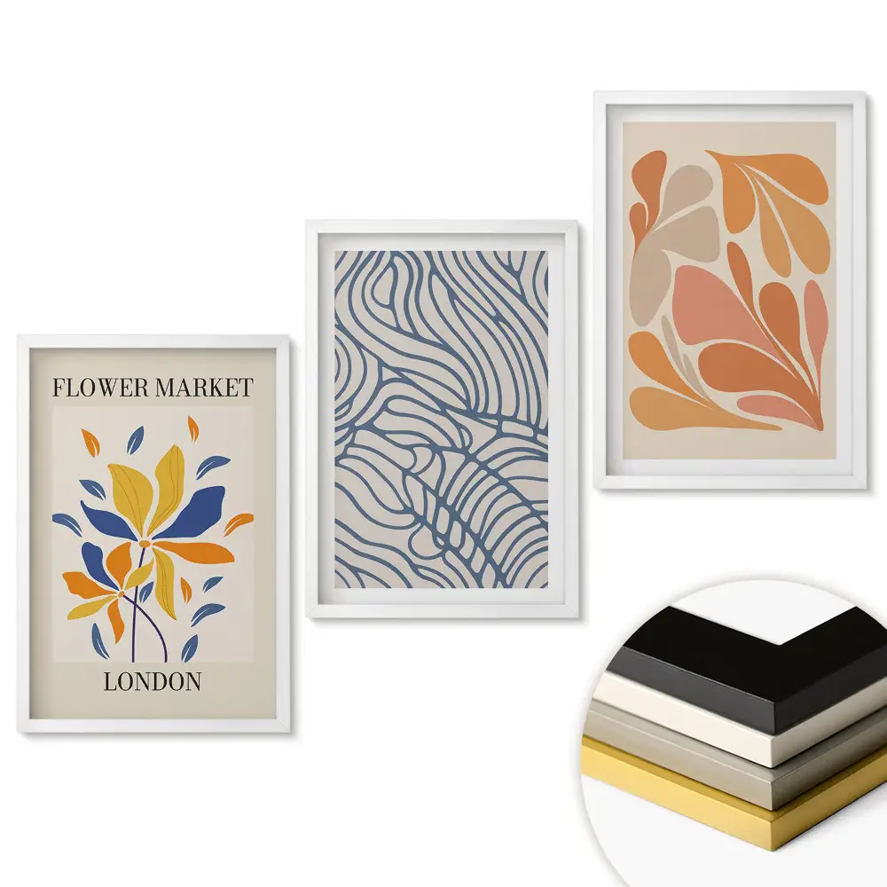 Triptych v ráme Kvetinové inšpirácie v modernom štýle