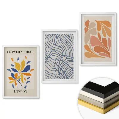 Triptych v ráme Kvetinové inšpirácie v modernom štýle