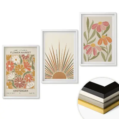 Triptych v ráme Kvetinové inšpirácie v modernom štýle