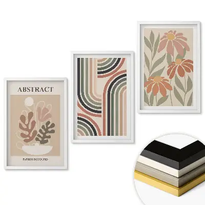 Triptych v ráme Abstraktné kompozície v pastelových farbách