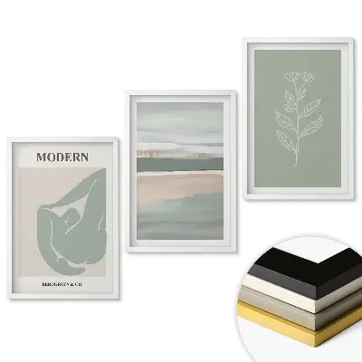 Set obrazov na stenu Moderná grafika v jemných farbách