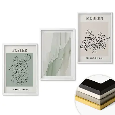 Minimalistický triptych v ráme pre moderný interiér