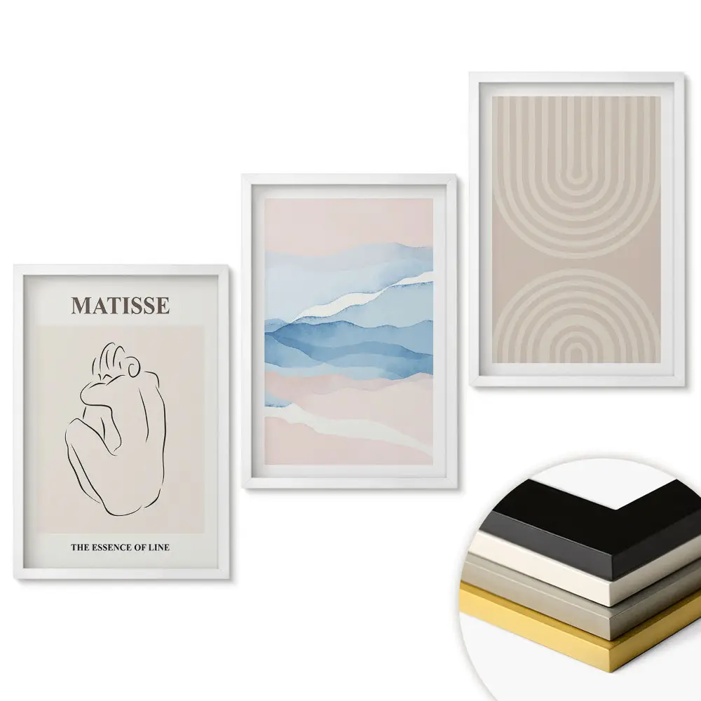 Triptych v ráme Abstraktné kompozície v jemných odtieňoch