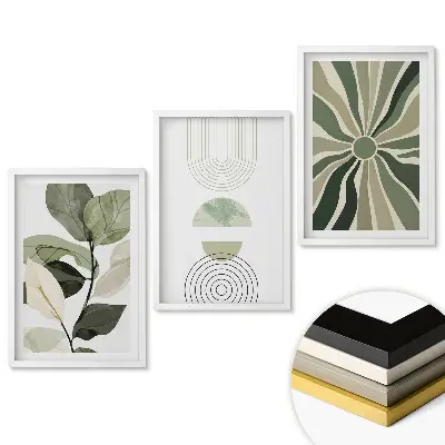 Triptych v ráme Zelené inšpirácie v minimalistickom štýle
