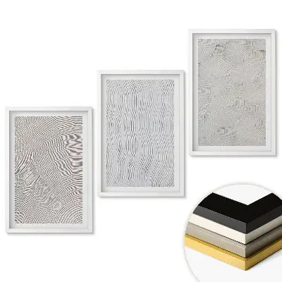 Triptych v ráme Abstraktné vzory čiar a textúr