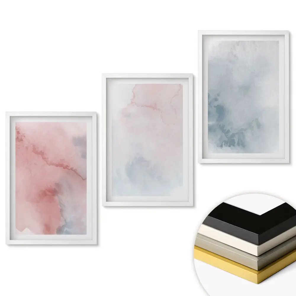 Triptych v ráme Abstraktné krajiny v pastelových odtieňoch