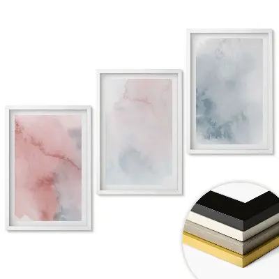 Triptych v ráme Abstraktné krajiny v pastelových odtieňoch