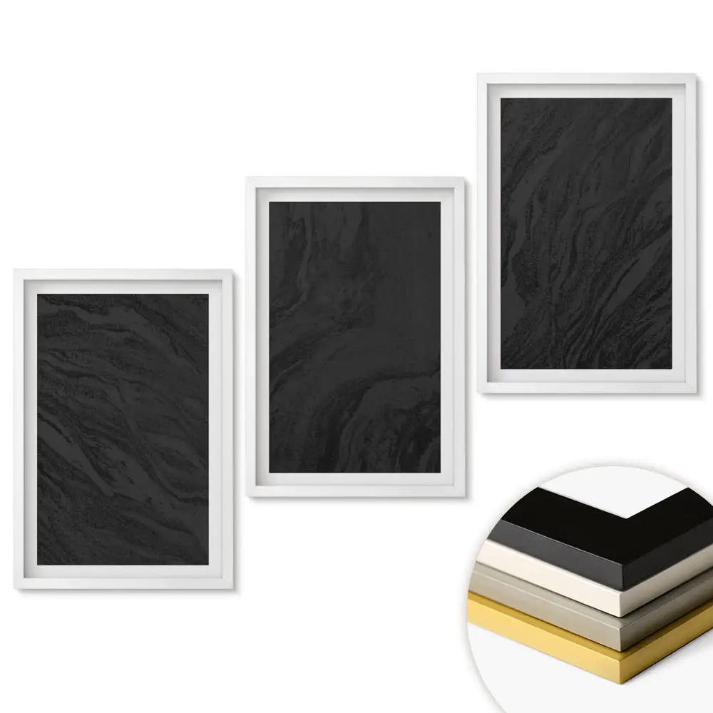 Sada obrazov na stenu s minimalistickým čiernym pozadím