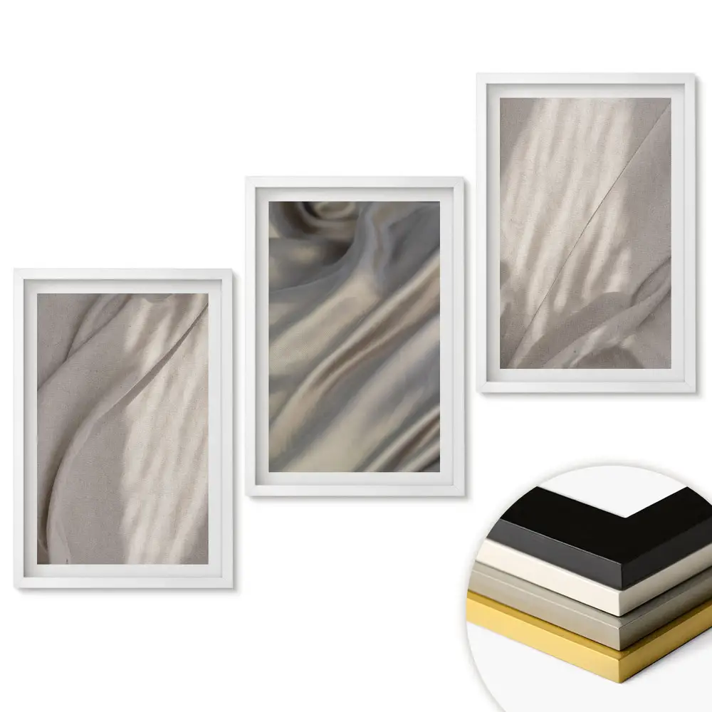 Triptych v ráme Jemné látky v minimalistickom štýle
