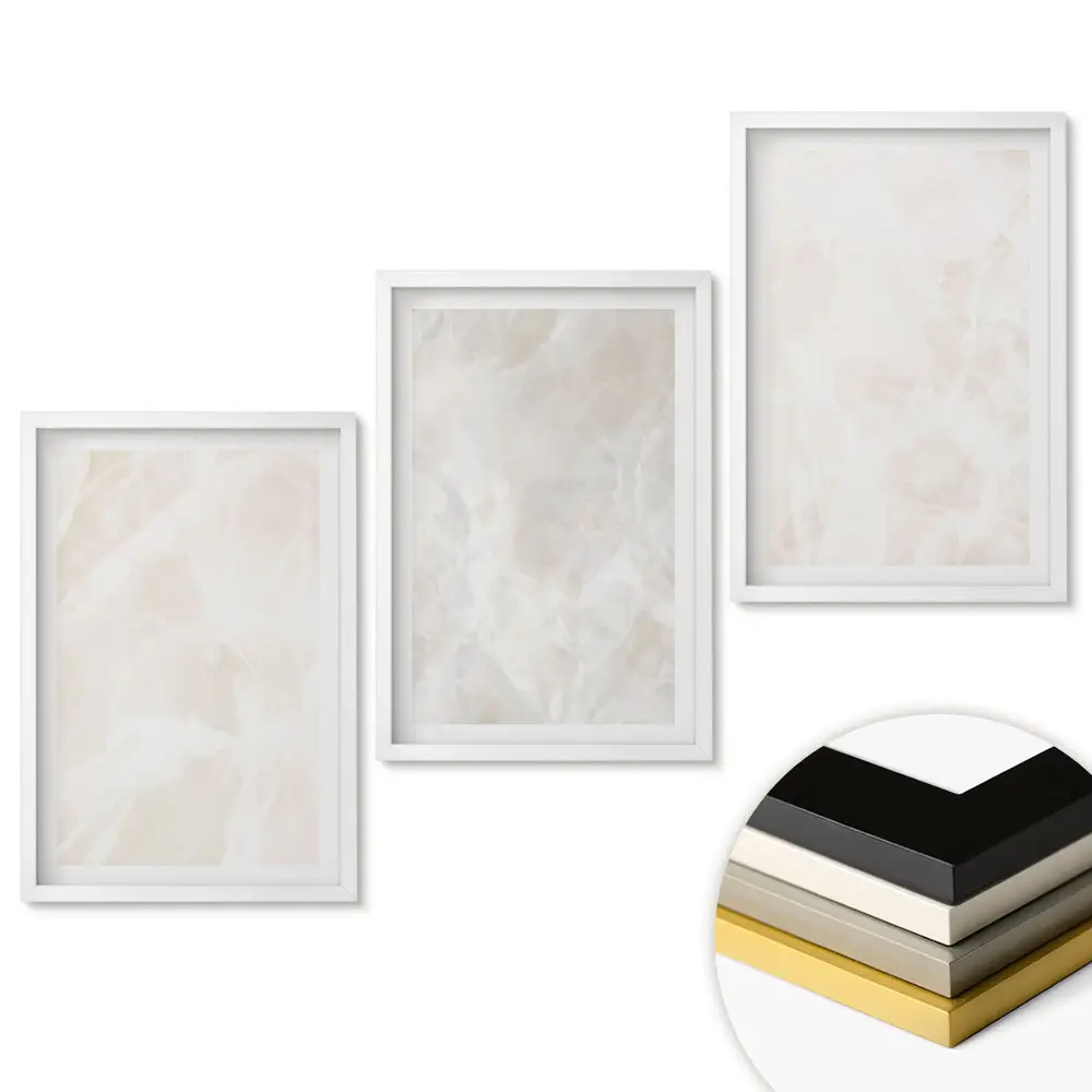 Triptych v ráme Elegantné pozadia v odtieňoch bielej