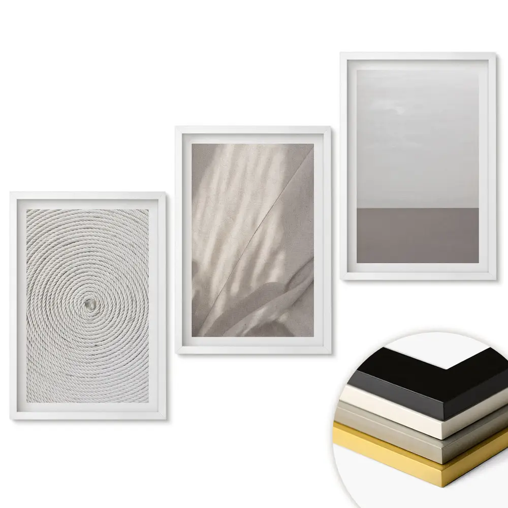 Triptych v ráme Minimalistické kompozície v neutrálnych tónoch