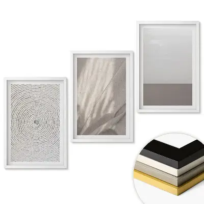 Minimalistický triptych v ráme v neutrálnych tónoch