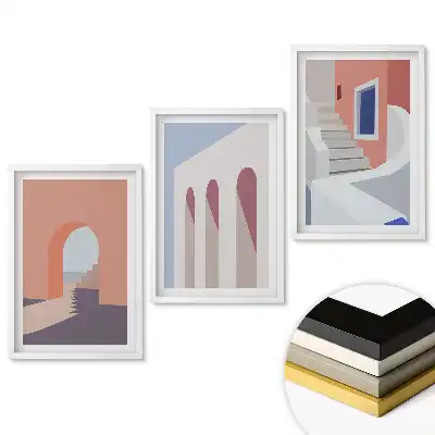 Sada nástenných obrazov Abstraktné farebné architektonické kompozície