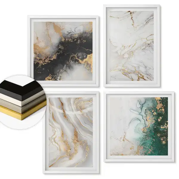 Sada obrazov v ráme Elegancia mramoru s nádychom zlata