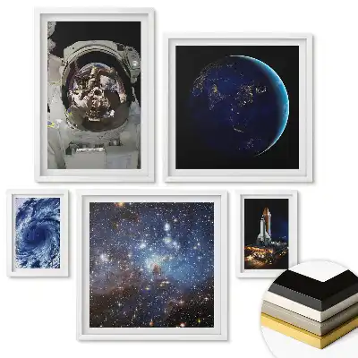 Sada 5 obrazov v ráme Objavovanie tajomstiev vesmíru a technológií