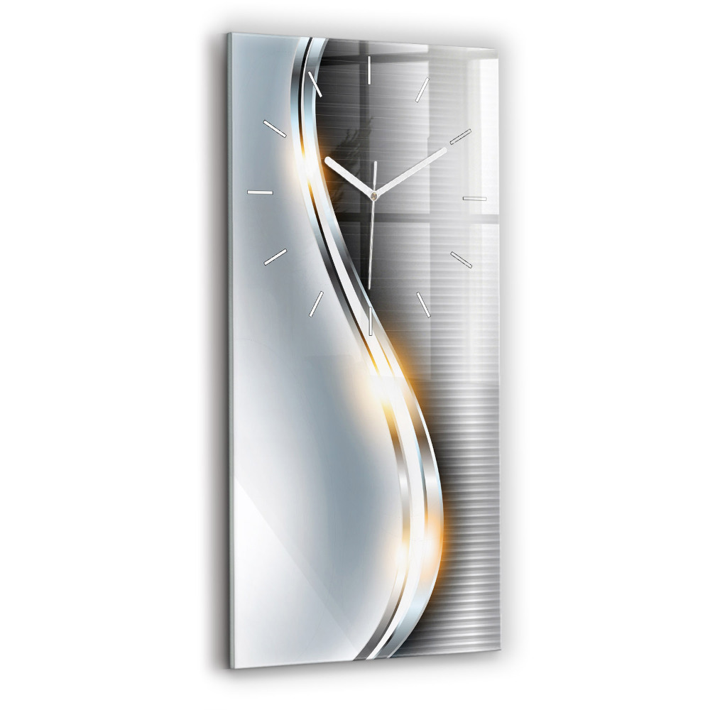 Vertikálne sklenené hodiny Kovová abstrakcia