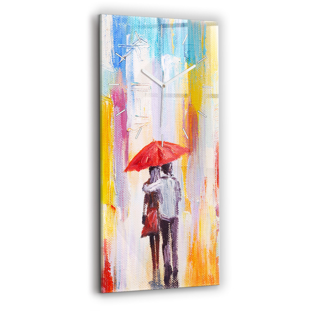 Vertikálne sklenené hodiny Pár v daždi