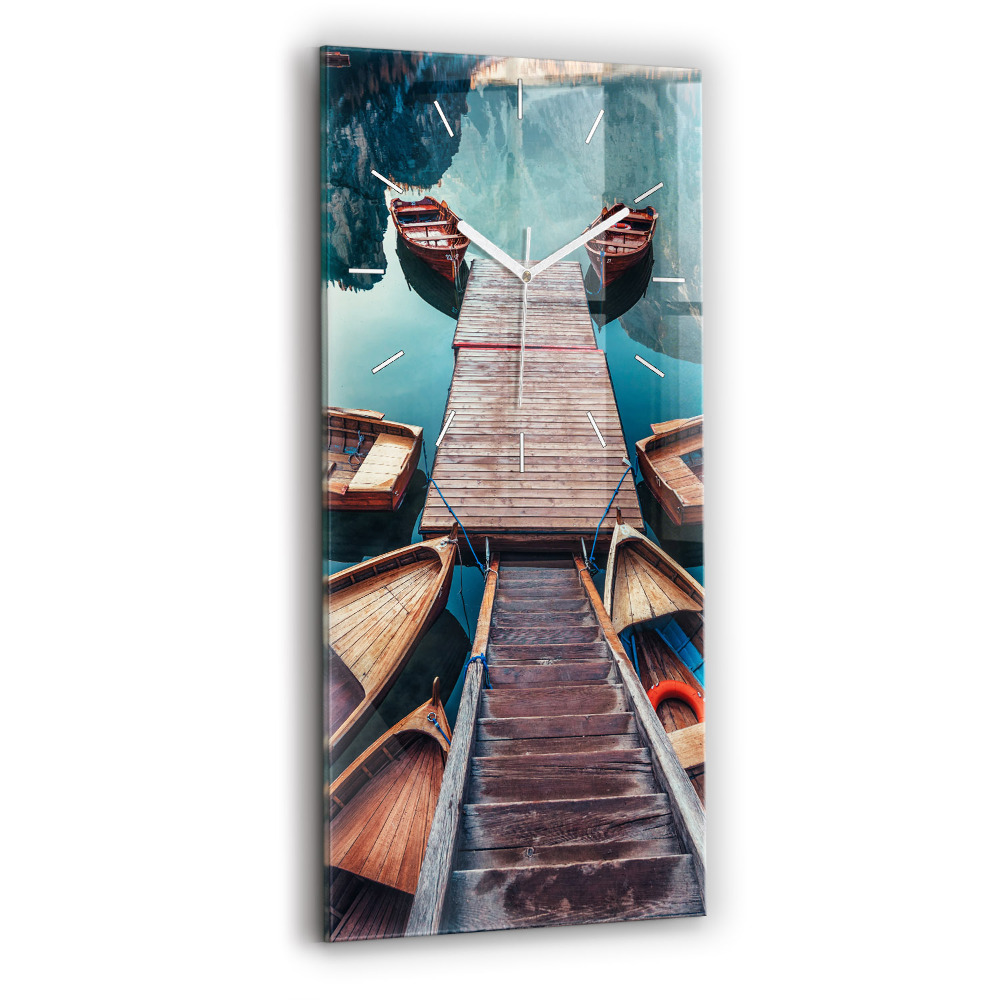 Vertikálne sklenené hodiny Most a jazero