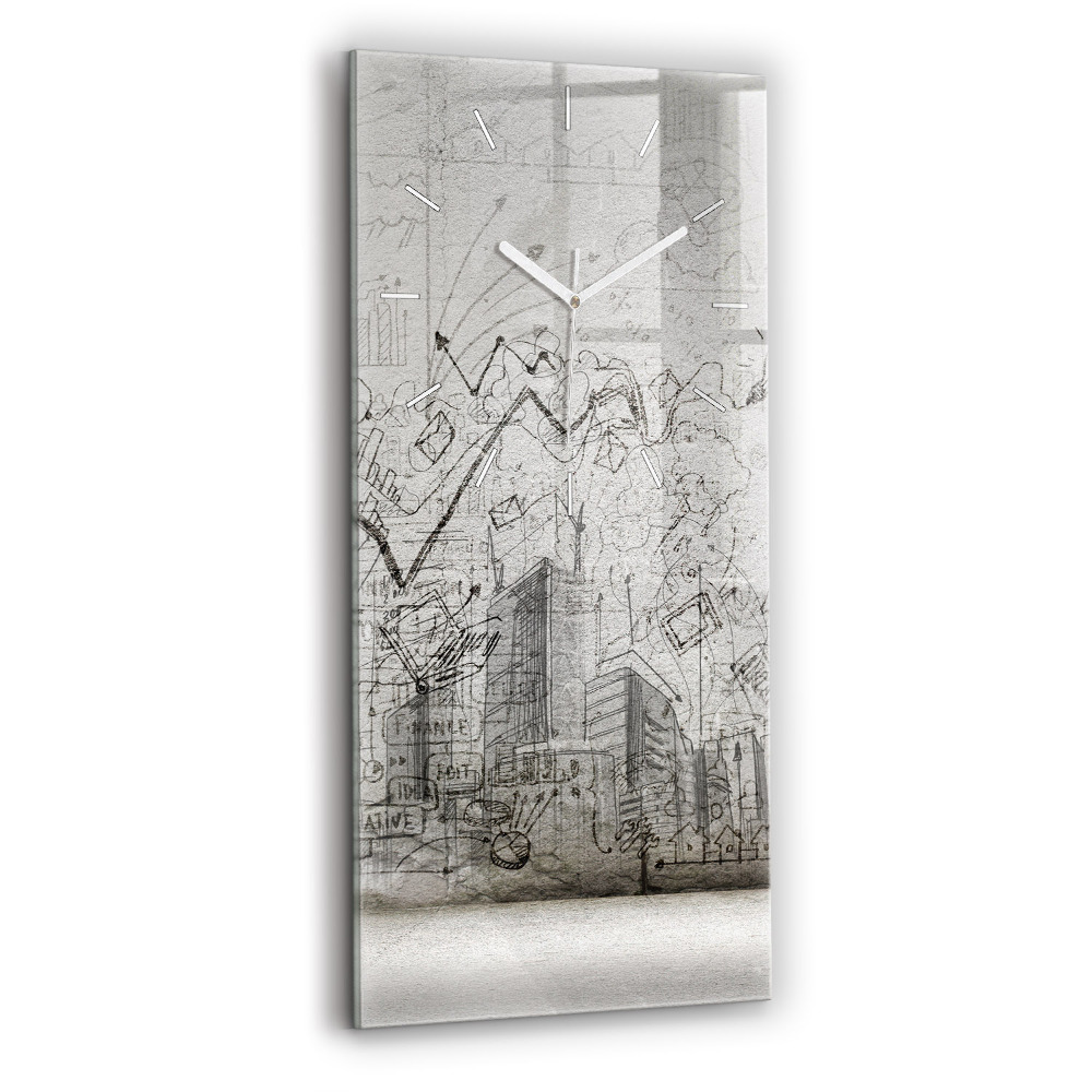 Vertikálne sklenené hodiny Náčrt mesta