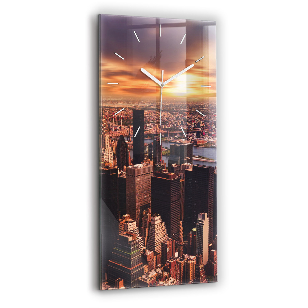 Vertikálne sklenené hodiny Panoráma mesta na západ