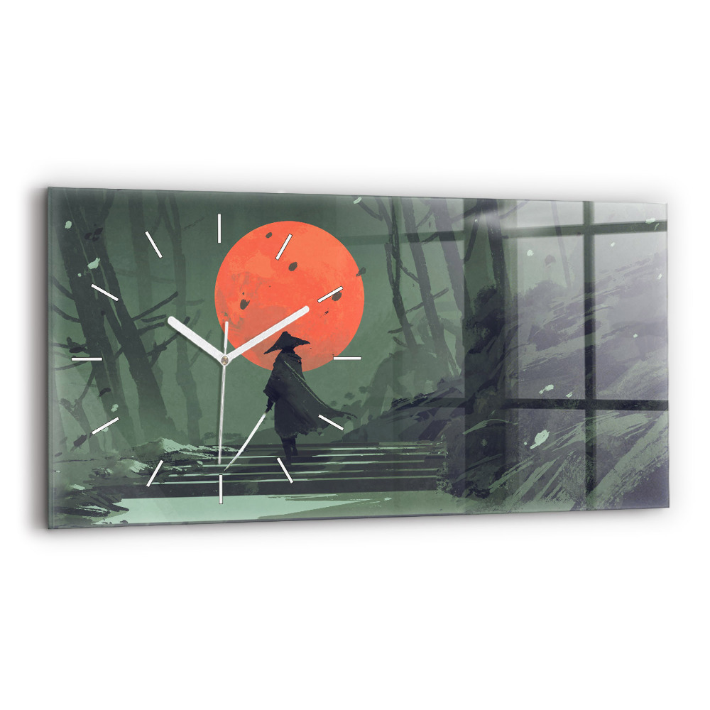 Horizontálne hodiny Samuraj v lese