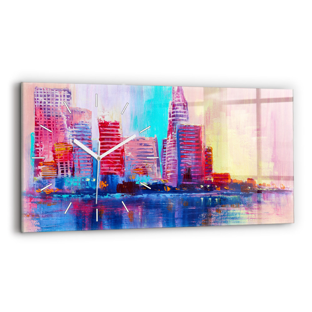 Horizontálne hodiny Abstraktné mrakodrapy