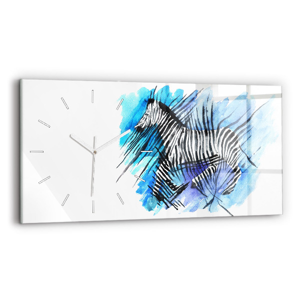 Horizontálne sklenené hodiny Maľovaná zebra