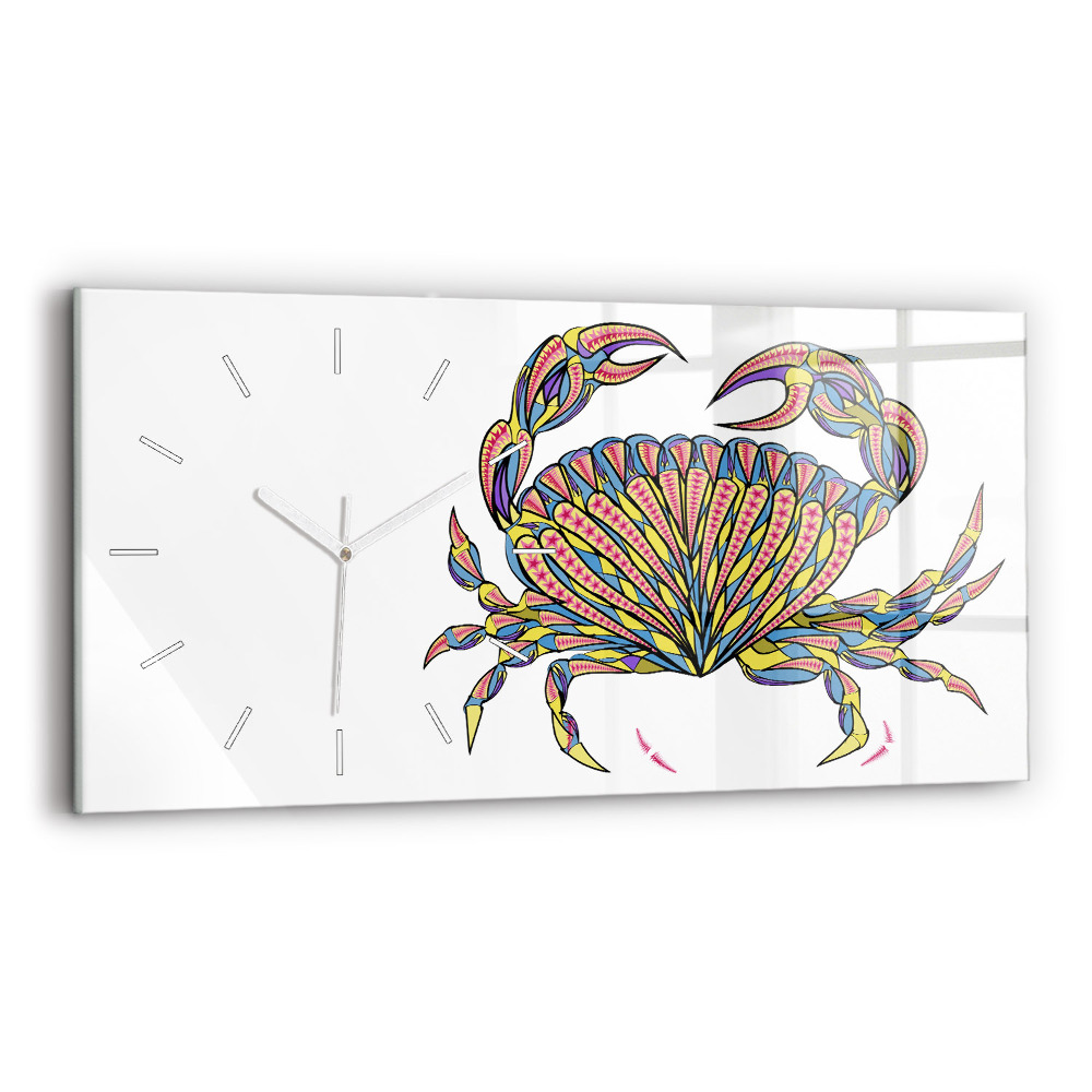 Horizontálne sklenené hodiny Etnický krab