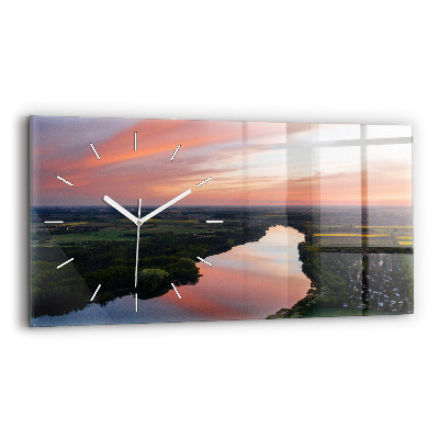 Horizontálne hodiny Pohľad na jazero z vtáčej perspektívy