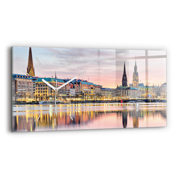 Horizontálne sklenené hodiny Alster v Hamburgu