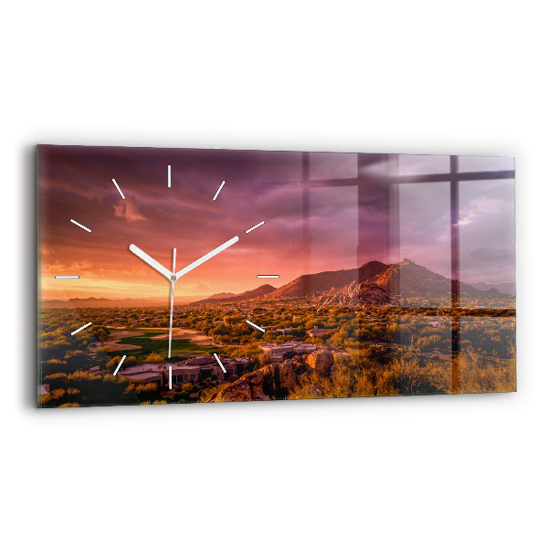 Horizontálne sklenené hodiny Západ slnka v severnom Scottsdale