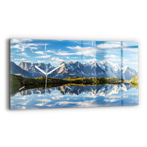 Horizontálne sklenené hodiny Údolie Chamonix, francúzske Alpy