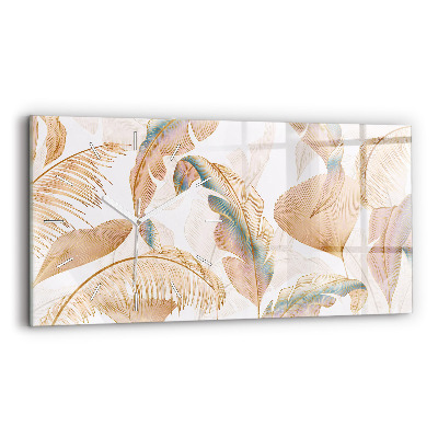 Horizontálne hodiny Príroda so vzorom listov