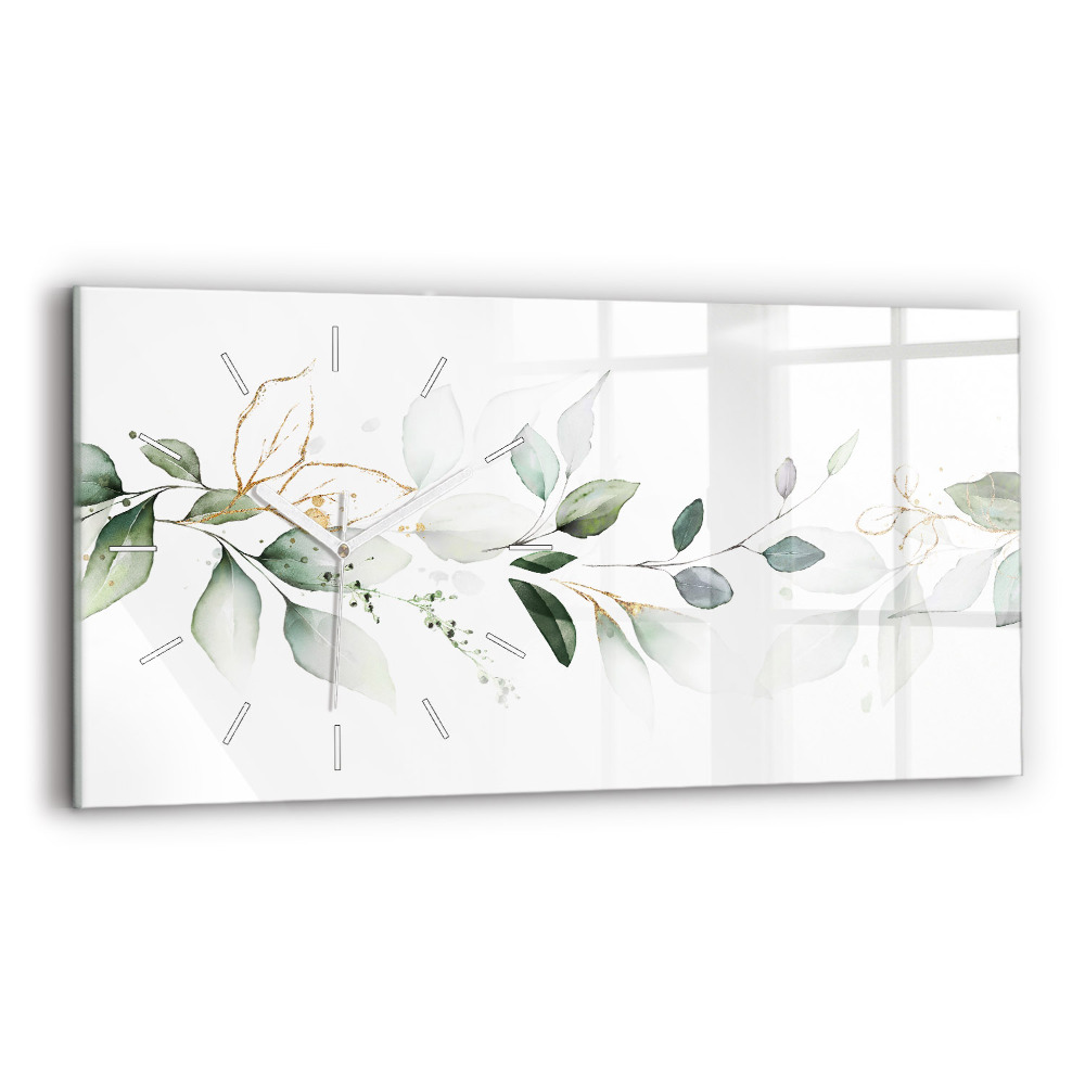 Horizontálne sklenené hodiny Abstraktné listy