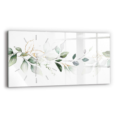 Horizontálne sklenené hodiny Abstraktné listy